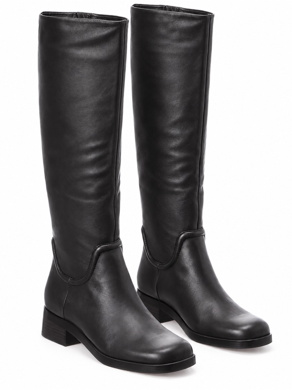 NWOB / Vince Camuto Black Leather Knee-High Block Heel Boots